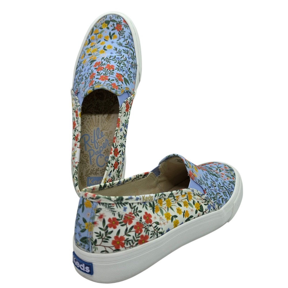 Keds x Rifle Paper Co Womens Floral Slip On Sneakers Blue Red Yellow WF66071 9